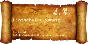Lintscheidt Nanett névjegykártya